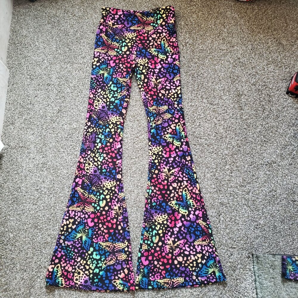 No Boundaries Hippie Floral Bellbottom Yoga Pants - Size Small